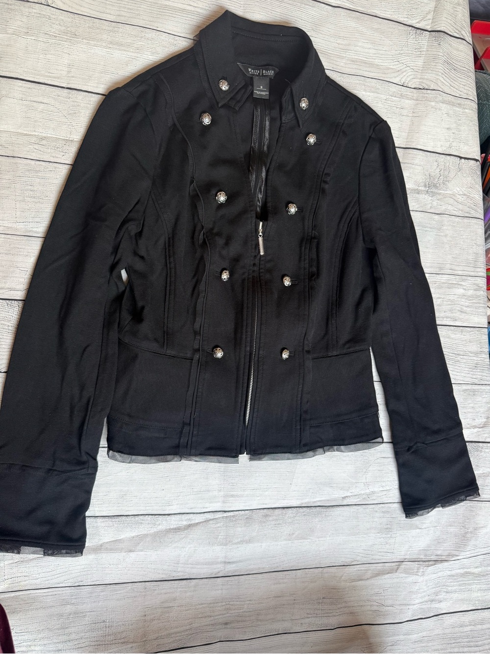 White House Black Market Black Military-Style Jacket size 6